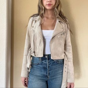 Beige Suede moto jacket